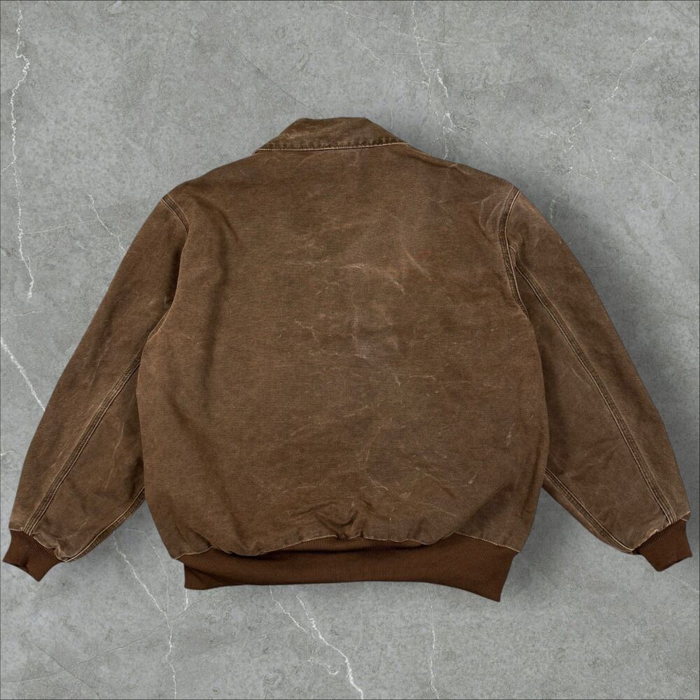 Vintage Y2K Carhartt J102 CHT Chestnut Brown Mesh Lined Sandstone Duck Bomber XL - Picture 2 of 7
